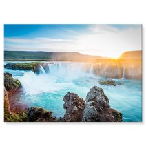 재물운 폭포그림 호수그림 물그림 액자 풍경 시원한 풍수 인테리어 대형캔버스 풍수지리 거실 개업선물 집들이선물, 9. 아이슬란드 고다스 폭포