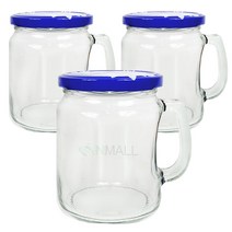 에스앤몰 과일청 유리병 손잡이형 500ml x 3개 잼병 레몬청 수제청 꿀병 밀폐용기