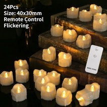밀랍초 천연 기도 초24/12Pcs Flameless LED 전기 촛불 램프 배터리 차 조명 원격 제어 크리스마스 웨딩 파, 02 24Pcs Remote Control