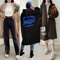 러브포텐 오버핏 여성 겨울 롱후드집업 (기모안감) 3컬러 국내제작 레터링 따뜻한 기모 후드롱집업 빅사이즈 기모 후드집업 롱 후드원피스 여자 겨울 아우터 롱코트