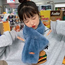 ZDD 여성 퍼머플러 무지 리본형 고리 쁘띠머플러 겨울 털목도리 10컬러