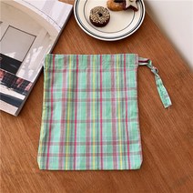 복조리 파우치 에코백 체크가방 이너백 더스트백 휴대용 수납파우치 그린M