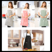 앞치마 목걸이형 길이조절 원피스 셰프 미니앞치마 줄무늬 스트라이프 바리스타 어린이집 공방, 4무지앞치마 - 블랙