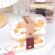 홈 카페 예쁜 티라미수 투명 용기 플라스틱 포장 상자 10p 20p 30p, 10세트, 340ml대형박스+브라운조이먼트스티커