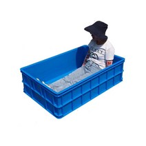 대형 플라스틱 상자 창고 정리함 다용도 공장 물류 식품 보관, 박스 + 배수 밸브 (긴 측면의 왼쪽에 펀칭), B. 회색 1170x750x350