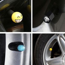 CHADECO 자동차 캐릭터 스마일 팬더 스컬 밸브캡 에어캡 모음 타이어 튜닝 용품, 크리스탈-블랙