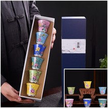 도자기찻잔 예쁜 전통 찻잔 보이차 녹차 6P 세트 50ML, 6개
