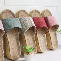 키작녀 여름 거실화 린넨 키높이 슬리퍼 라탄 여름용, 그린