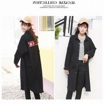 데님코트 F1564 빈티지 루즈하게 입는 블랙진 아우터형 롱남방