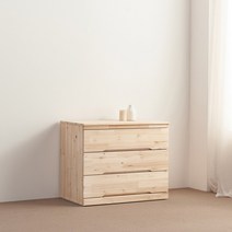 하모벨 삼나무 원목 900 3단 서랍장 방문설치, 내추럴