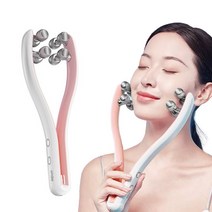 Windee 롤러 마사지기 3D 페이스 브이롤러 3단계 EMS미세전류 얼굴 라인 관리기 가정용 USB충전식, 1092-핑크