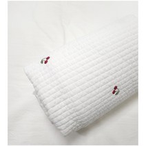 혜인천 60수 아사면 10mm 양면 자수누빔 체리 백아이보리색