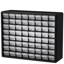 Akro-Mils 64 서랍 캐비닛 블랙 20 W x 6 D x 16 H인치 (10164), 16 Drawer, Black