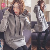 로로스키니 여성 오버핏 후드티 기모 후드 집업 여자 롱 박시 티셔츠 맨투맨