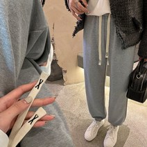 아라니 빅사이즈 벨벳 두꺼운 가을과 겨울 여성 의류 기모 도톰 오버사이즈 여성복 와이드 슬림핏 조거 트레이닝팬츠