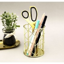 골드 메탈 색연필꽂이 사무실 독서실 책상꾸미기 데스크테리어 이쁜 연필 펜 붓 꽂이 트레이, 단일