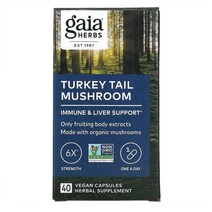 Gaia Herbs 버섯 추출 터키 테일 글루칸 40캡슐 1개