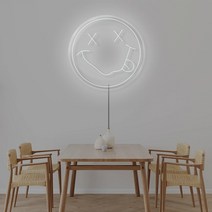 led 네온사인 레터링 네온조명 무드등 빛 투명 플렉스 플러그 침실 아이 미소 밤 빛, 하늘색, 35cm
