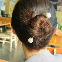 바이진주리본 왕방울 진주꽂이 비녀