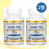 (2병) 캘리포니아골드뉴트리션 CGN DHA 700mg 피쉬오일 30정 약들약 고약사, 2개