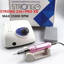 네일 드릴 STRONG 210 PRO 105L 핸드 피스 65W 105/45000 rpm 매니큐어 기계 페디큐어 전기 파일 비트 500000 160324, STRONG 210 핑크, 1개