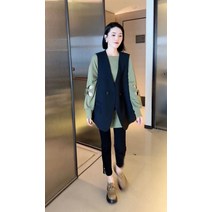 여성정장조끼 여자 오피스룩 코디편한 베스트 조끼 봄 가 여성 양복 새로운 핫 스타일 그물 레드 유럽 상품 서양식 복고풍 느슨한 재킷