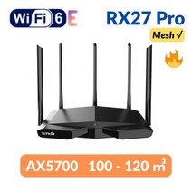 Tenda WiFi6 라우터 AX5700 RX27 트라이 밴드 기가비트 와이파이 6E 메쉬 무선 pk xiaomi OFDMA 및 MU-MIMO, Add US adapter_AX5700 Mesh RX2