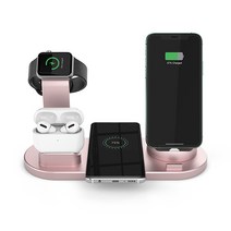 Romantic Cabin 6in1 고속 무선충전기 멀티 무선충전 거치대, 로즈 골드, 1개