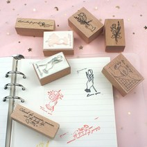 다꾸 다이어리 우드 스탬프 그림도장 7종, 페이지넘기기