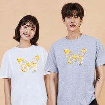 키밍 나비 우정티셔츠 커플봄시밀러룩 남자검정맨투맨