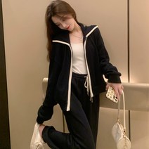 vsyoy 스포츠 정장 여성의 봄과 가을 Ins 트렌디 한 학생의 한국식 느슨한 슬리밍 유행 서양식 캐주얼 투피스 런닝 슈트
