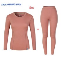 냄새 악취 입냄새 측정기 100% 메리노 울 베이스 레이어 세트 여성 보온 속옷 250G 미드 웨이트 탑 및 하의 방지, [01] Pink (1 Set), [04] Size L