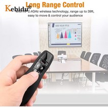 KEBIDU 휴대용 USB 무선 PPT 원격 제어 파워포인트 프레젠테이션용 색 미니 소형 펜 R400 2.4Ghz, 01 Black, 1개