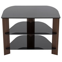 AVF FS1100VARWB-A Varano TV Stand with Glass Shelves for TVs up to 55-Inch Walnut and Black Glass, 1