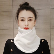 가을 겨울 멀티 목도리 기모 스키마스크 여 쁘띠 스카프 보온 머플러 라이딩 스포츠 넥워머플러, 화이트 더블 레이어 벨벳