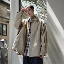 빈티지 남성 봄 가을 오버핏 자켓 송민호 최우식 패션 스타일 면 점퍼