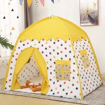 텐트브랜드 한강 백팩킹 장박 겨울용 가성비 텐트 1.3m 휴대용 wigwam 접는 tipi 놀이 집 큰 핑크 공주 성 방 장식, 노란 별