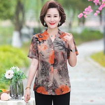 마담 엄마옷 2022 여름옷 패션반팔티셔츠 40 50대 중년 미시옷루즈핏 실크블라우스 상의