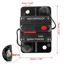 서킷브레이커 XAutohaux 수동 리셋 퓨즈 홀더 인버터 회로 차단기 30A, 08 Circuit Breaker 120A