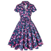 오드리햅번 스타일 원피스 parrot bird print 여름 플러스 사이즈 빈티지 핀