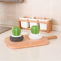 선인장 아크릴 수세미 + 철수세미, 1세트