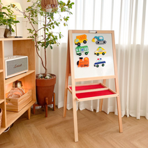 유아 미술 자석칠판 원터치 접이식 원목 양면 이젤 보드