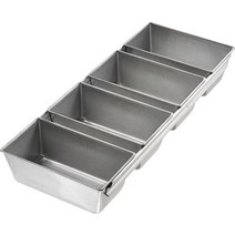 USA Pan Bakeware 미니 빵틀 4개 세트 논스틱 및 퀵 릴리즈 코팅 알루미늄 스틸로 미국에서 제작, Strapped Mini Loaf