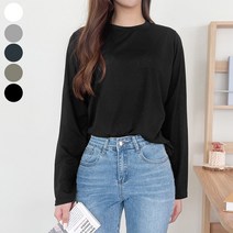 가비진 여성용 데일리 라운드넥 긴팔 티셔츠 부드러운 촉감과 베이직한 티셔츠