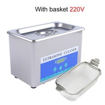 산업용 초음파 세척기 디지털 청소기 110V/220V 스테인레스 스틸 세척 목욕 기계 안경 쥬얼리 틀니 클리닝 탱크, [03] With Basket 220V, 03 With Basket 220V