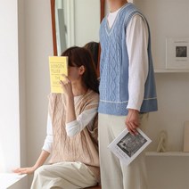 여자 남자 피셔패턴 유니크 데일리 베스트 조끼