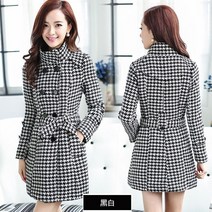 SAMARA 여성 겨울 모직 하프 코트 자켓 하운드투스 체크 봄가을