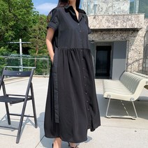 하이데일리 자체제작 바스락원단 여름 반팔 헨느 셔츠 쉬폰 롱원피스