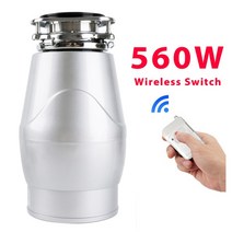 스테인레스 스틸 음식물 쓰레기 처리 분쇄기 560W 잔류물 처리기 주방 음식, [02] EU, [02] Wireless Silver