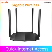 Tenda ac8 기가비트 라우터 광섬유 기가비트 ip6 AC1200 무선 전체 5g MUMIMO 와이파이 타이밍 네트워크, 04 Add Au Plug, 01 Black